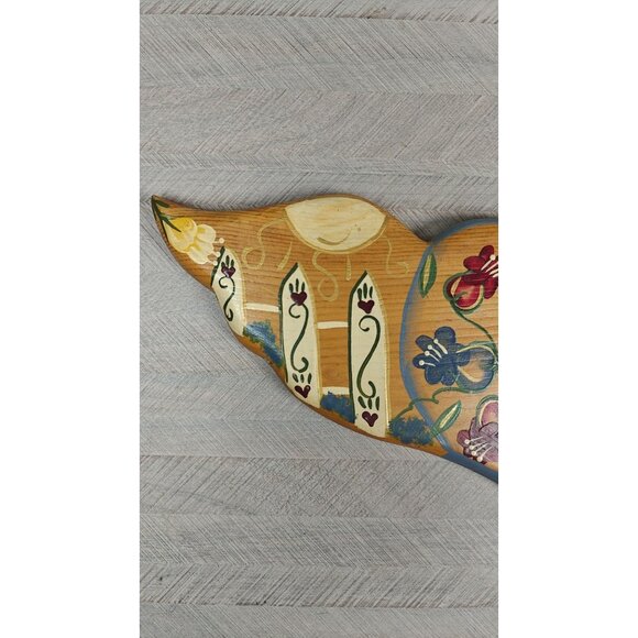 Vintage Hand-Painted Wooden Heart Shaped Welcome Wall Sign Floral Birdhouse - Picture 4 of 7